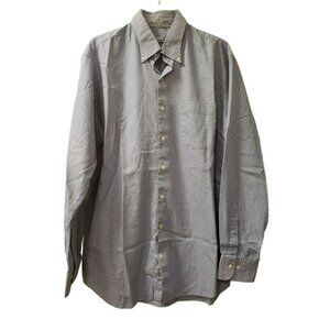 Peter Millar Plaid Button Up L/S Shirt, Men' Large, Blue Gold White, 100% Cotton